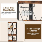 Corner Bar Cabinet with Glass Holder 4-Tier Liqueur