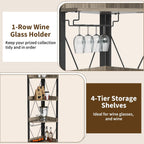 Corner Bar Cabinet with Glass Holder 4-Tier Liqueur