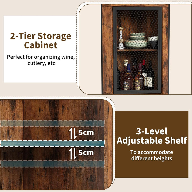 Corner Bar Cabinet with Glass Holder 4-Tier Liqueur