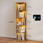 Corner Bookcase with 3 Colour Lights Narrow Bookshelf