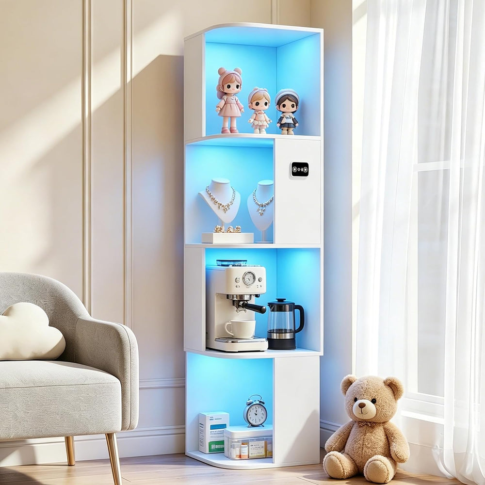5-Tiers Corner Bookcase with 3 Colour Lights