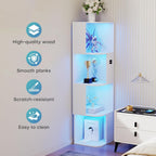 Corner Bookcase with 3 Colour Lights Narrow Bookshelf