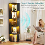 Corner Bookcase with 3 Colour Lights Narrow Bookshelf