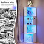 Corner Bookcase with 3 Colour Lights Narrow Bookshelf