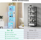 Corner Bookcase with 3 Colour Lights Narrow Bookshelf