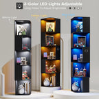 Corner Bookcase with 3 Colour Lights Narrow Bookshelf