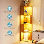 Corner Bookcase with 3 Colour Lights Narrow Bookshelf