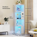 Corner Bookcase with 3 Colour Lights Narrow Bookshelf