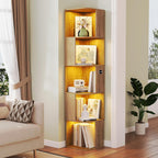 Corner Bookcase with 3 Colour Lights Narrow Bookshelf