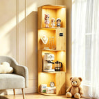 Corner Bookcase with 3 Colour Lights Narrow Bookshelf