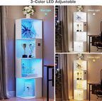 Corner Bookcase with 3 Colour Lights Narrow Bookshelf