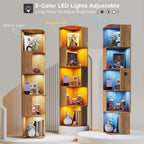 Corner Bookcase with 3 Colour Lights Narrow Bookshelf