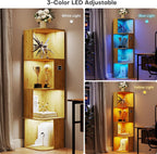 Corner Bookcase with 3 Colour Lights Narrow Bookshelf