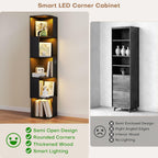 Corner Bookcase with 3 Colour Lights Narrow Bookshelf