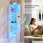 Corner Bookcase with 3 Colour Lights Narrow Bookshelf