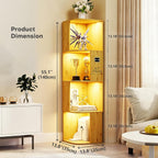 Corner Bookcase with 3 Colour Lights Narrow Bookshelf