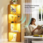 Corner Bookcase with 3 Colour Lights Narrow Bookshelf