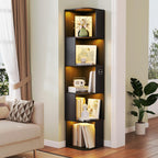 Corner Bookcase with 3 Colour Lights Narrow Bookshelf