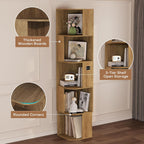 Corner Bookcase with 3 Colour Lights Narrow Bookshelf