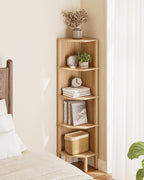 Corner Bookcase with 4 Levels Plant Shelf Display