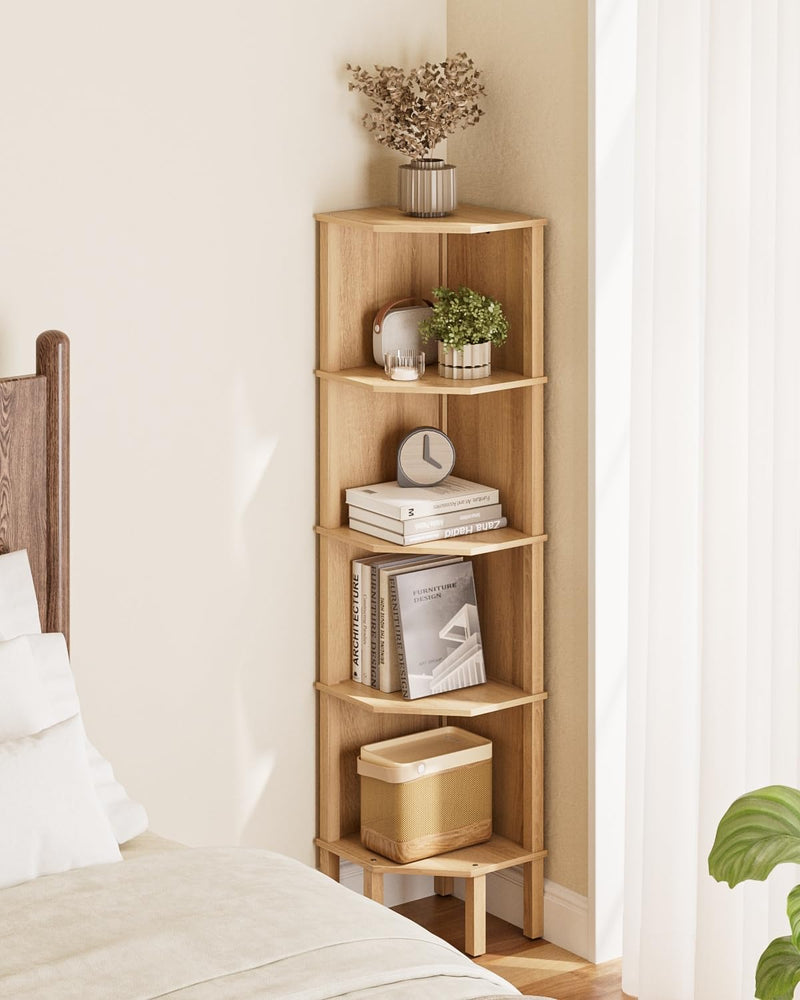 Corner Bookcase with 4 Levels Plant Shelf Display