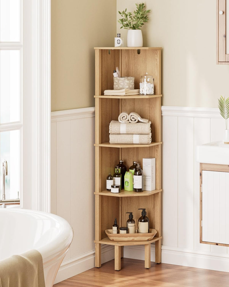 Corner Bookcase with 4 Levels Plant Shelf Display