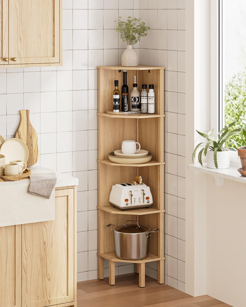 Corner Bookcase with 4 Levels Plant Shelf Display