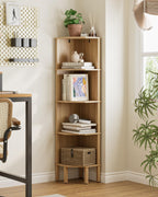 Corner Bookcase with 4 Levels Plant Shelf Display