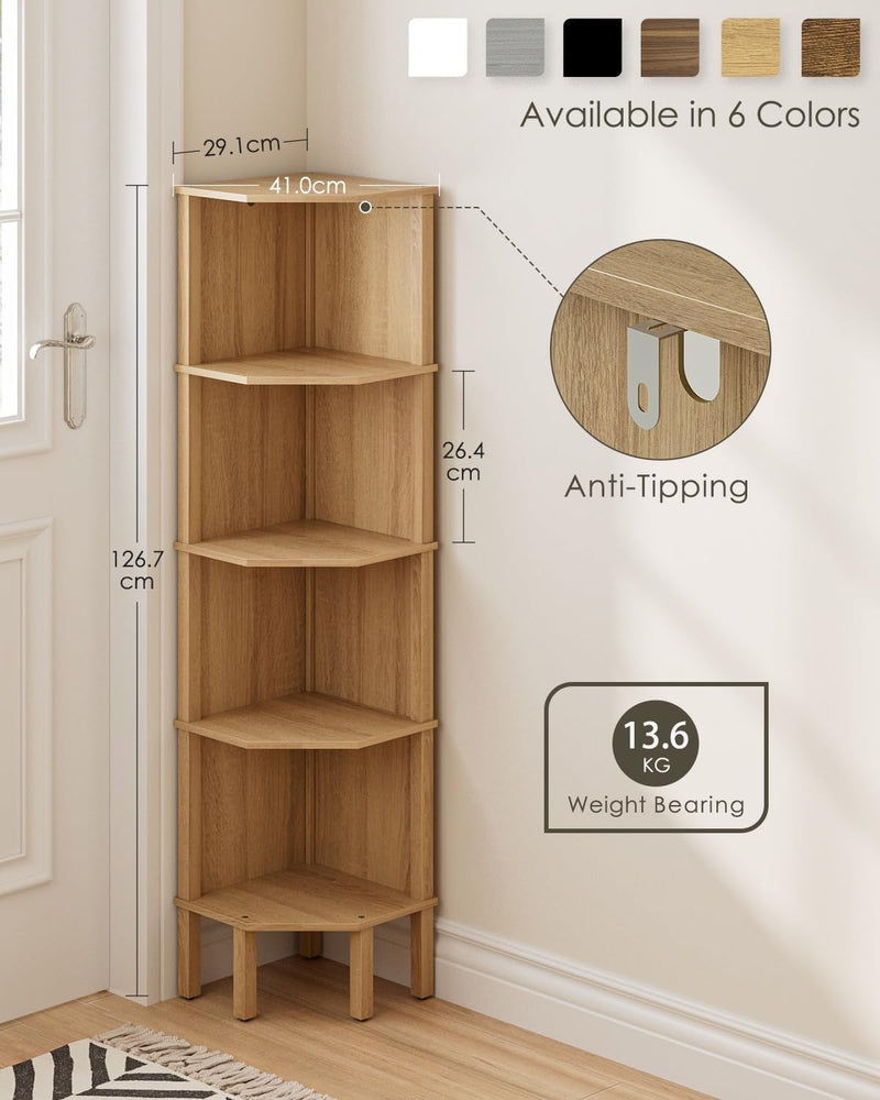 Corner Bookcase with 4 Levels Plant Shelf Display