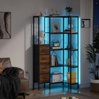 Corner Bookshelf Unit with 4 Fabric Drawers LED