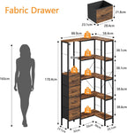 Corner Bookshelf Unit with 4 Fabric Drawers LED