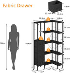 Corner Bookshelf Unit with 4 Fabric Drawers LED