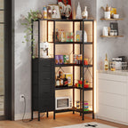 Corner Bookshelf Unit with 4 Fabric Drawers LED