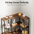 Corner Bookshelf Unit with 4 Fabric Drawers LED
