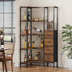 Corner Bookshelf Unit with 4 Fabric Drawers LED