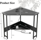 Corner Computer Desk Triangular Writing with Power Outlet