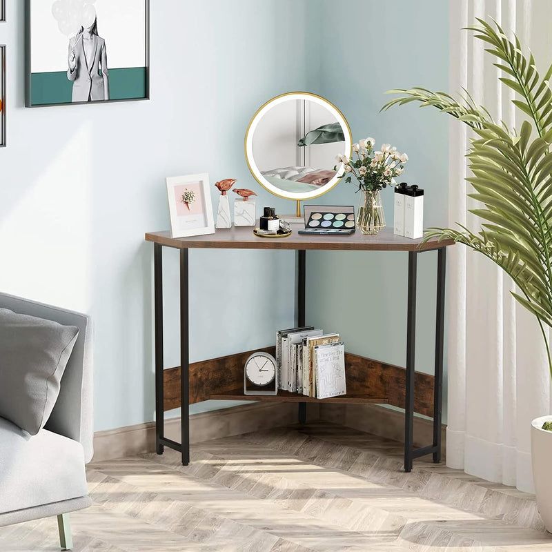 Corner Computer Desk Triangular Writing with Power Outlet