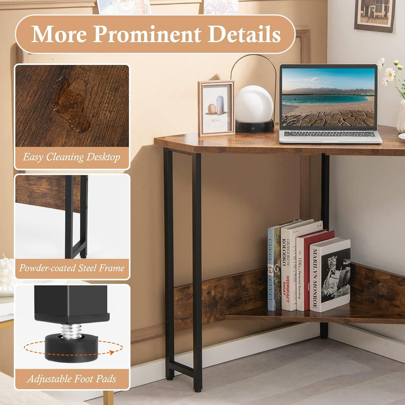 Corner Computer Desk Triangular Writing with Power Outlet