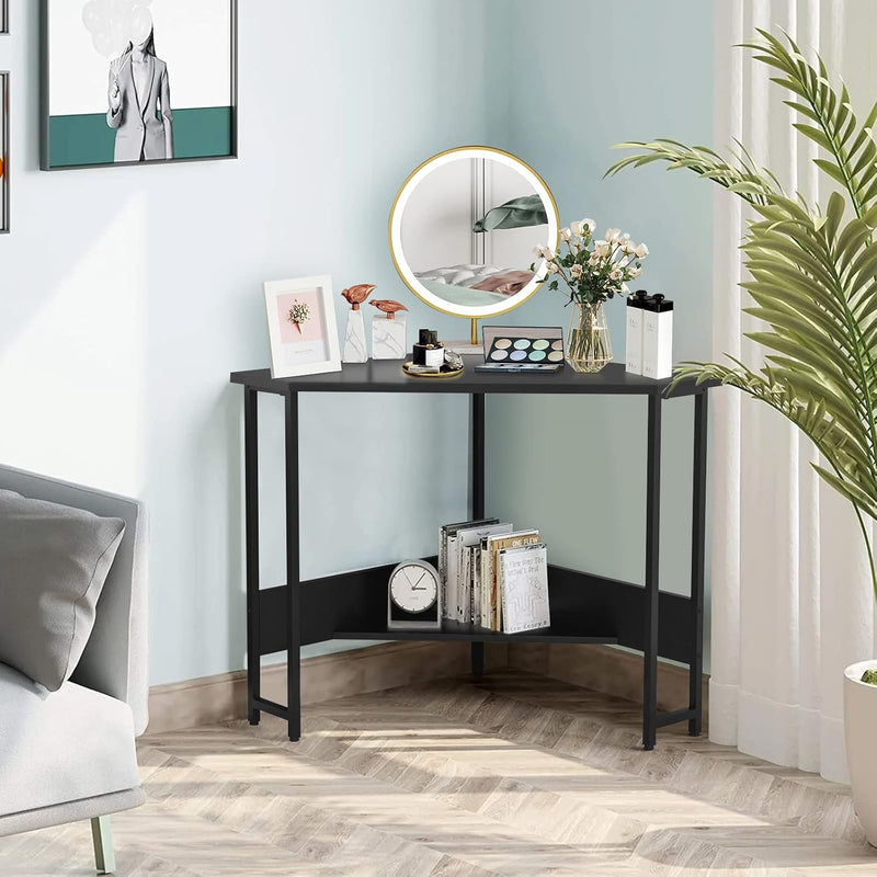 Corner Computer Desk Triangular Writing with Power Outlet