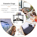 Corner Computer Desk Triangular Writing with Power Outlet