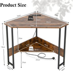 Corner Computer Desk Triangular Writing with Power Outlet