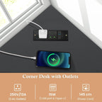 Corner Computer Desk Triangular Writing with Power Outlet