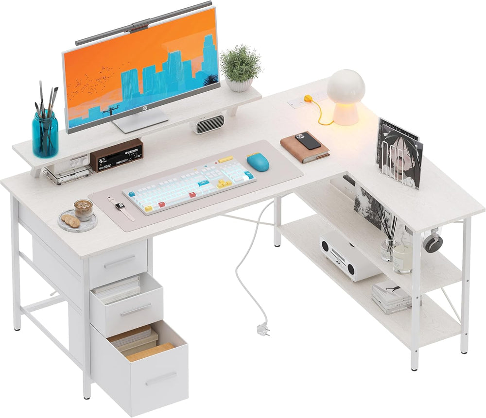 Corner Computer Desk with Drawers 120x80CM Reversible L