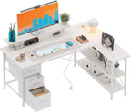 Corner Computer Desk with Drawers 120x80CM Reversible L