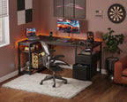 Corner Computer Desk with Drawers and Shelves