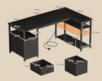 Corner Computer Desk with Drawers and Shelves