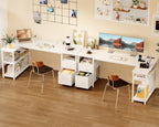 Corner Computer Desk with Drawers and Shelves