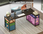 Corner Computer Desk with Drawers and Shelves
