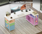 Corner Computer Desk with Drawers and Shelves