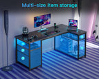 Corner Computer Desk with Drawers and Shelves